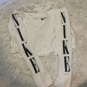 White cropped long sleeve nike top